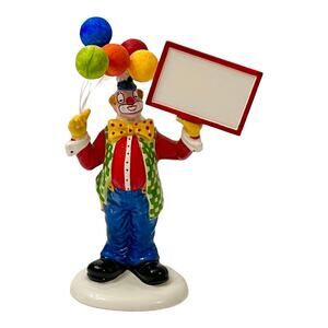 Dept 56 Clown Figurine Send In The Clowns Write On Sign Balloons 4” Cake Topper